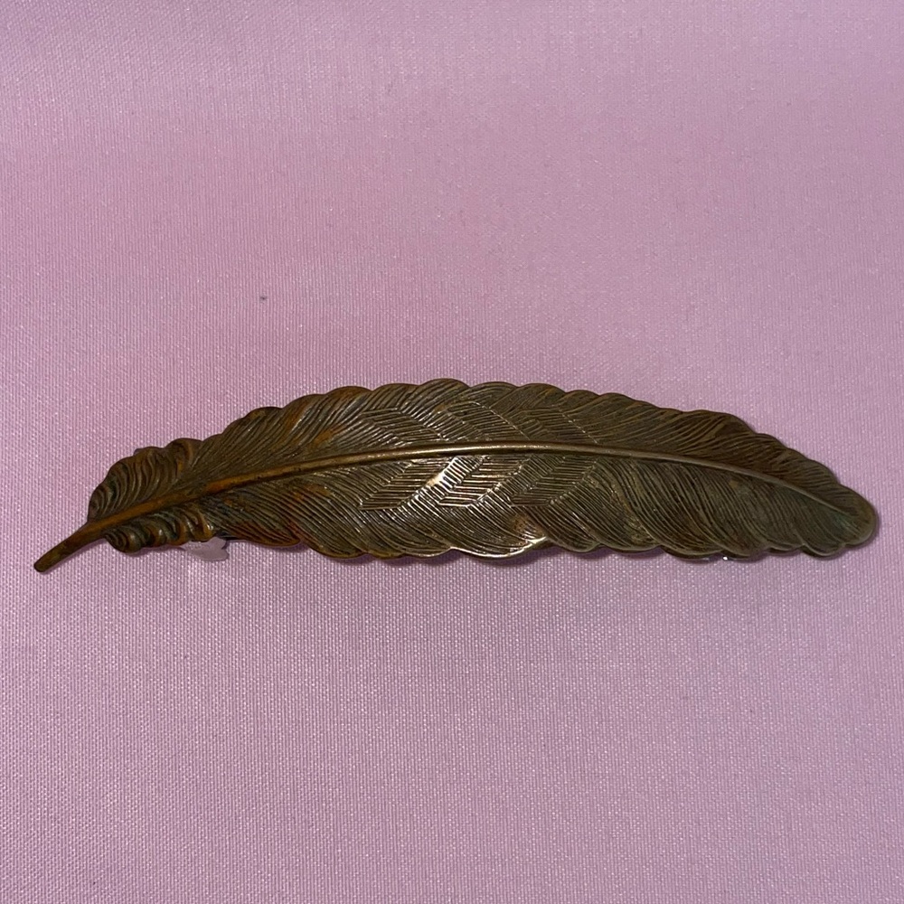 Vintage Feather Hair Clip Barrette, Made in France
